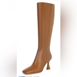 Dsevht Brown Knee High Boots Size 8 Square Toe Kitten Heel New